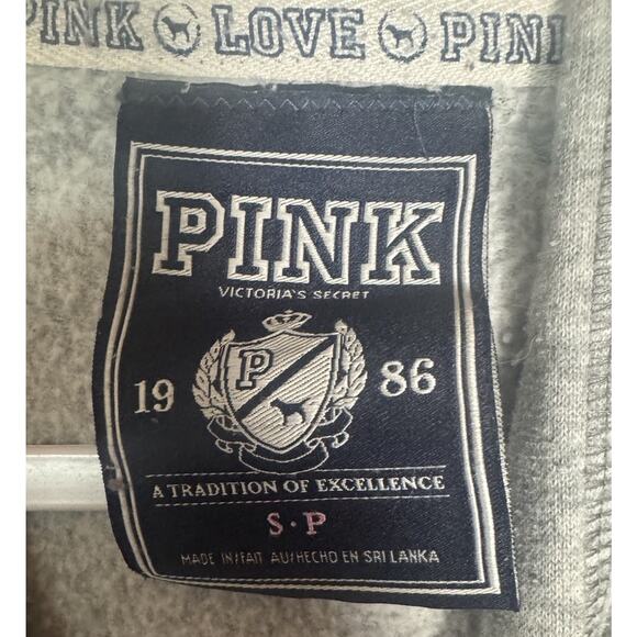 Y2K VS PINK Hoodie Sz Small Gray Love Graphic Preppy Collegiate Sporty Casual - Picture 4 of 5